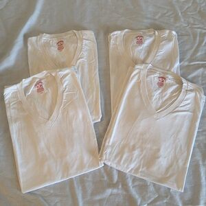 *4* BROOKS BROTHERS V-Neck T-Shirt White Large (4 shirts)